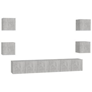 vidaXL Ensemble de meubles TV 7 Pièces Gris béton Bois d'ingénierie