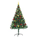 vidaXL Arbre de Noël artificiel pré-éclairé avec boules vert 150 cm