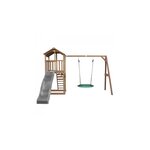 AXI Beach Tower avec balancoire nid  Marron Toboggan Gris
