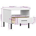 vidaXL Table de chevet avec pieds en métal Blanc Bois pin massif OSLO