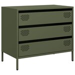 vidaXL Buffet vert olive 68x39x58 5 cm acier laminé à froid