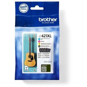 Brother - 4 cartouches d'encre lc421xlval - noir  cyan  magenta et jaune 500 pages - pour dcp-j1050dw  mfc-j1010dw et dcp-j1140dw