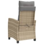 vidaXL Chaise inclinable de jardin coussins mélange beige poly rotin