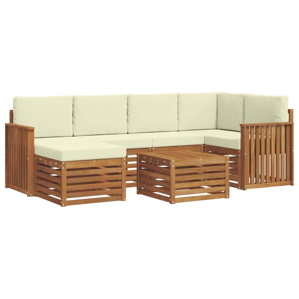 vidaXL Ensemble de canapé d'angle avec coussin 7 Pièces Naturel et Crème