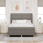 vidaXL Lit à ressorts avec matelas gris foncé 90x190 cm Taupe tissu