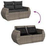 vidaXL Salon de jardin 6 Pièces avec coussins gris résine tressée