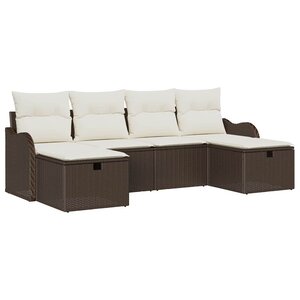 vidaXL Ensemble de canapé de jardin 6 Pièces Marron Poly rotin