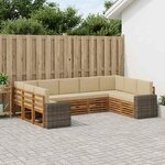 vidaXL Ensemble de canapé d'angle 9 Pièces Naturel et Beige Polyester