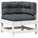 vidaXL Salon de jardin 5 Pièces avec coussins blanc bois massif de pin