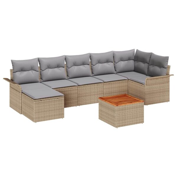 vidaXL Ensemble de canapé de jardin 8 Pièces Beige et Gris clair