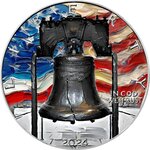 Pièce de monnaie en Argent 1 Dollar g 31.1 (1 oz) Millésime 2024 AmericArt LIBERTY BELL