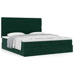 vidaXL Cadre de lit ottoman avec matelas vert foncé 160x200 cm velours