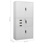 Armoire de bureau design moderne rangement 90 x 40 x 180 cm avec 3 étagères réglables en acier gris clair 02_0046912