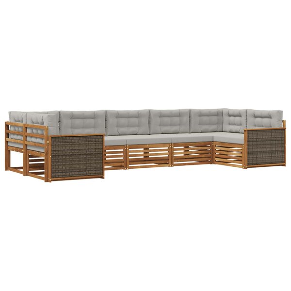 vidaXL Ensemble de canapés d'extérieur 7 pc Naturel et gris clair