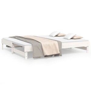 vidaXL Lit coulissant Blanc 2x(100x200) cm Bois de pin massif