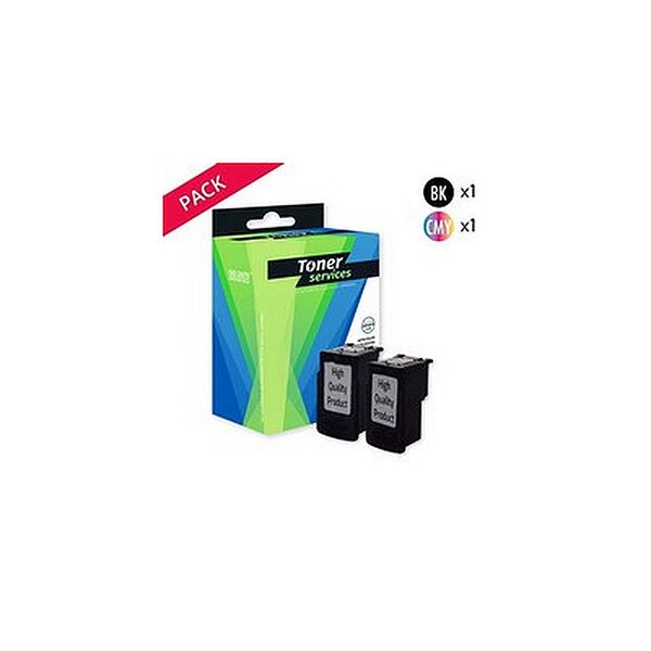 Compatible Canon PG510/CL511 Pack de 2 cartouches d'encre noire et couleurs marque Toner Services (2970B010)