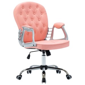 Chaise fauteuil siège de bureau informatique étude pivotante Rose similicuir rose 02_0024056