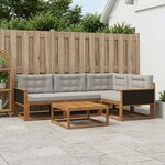 vidaXL Ensemble de canapés d'extérieur 5 Pièces Naturel et Gris clair