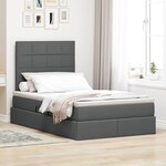 vidaXL Lit de rangement LED avec matelas Gris foncé 120 x 190 cm Tissu