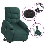 vidaXL Fauteuil inclinable de massage électrique Vert foncé Tissu