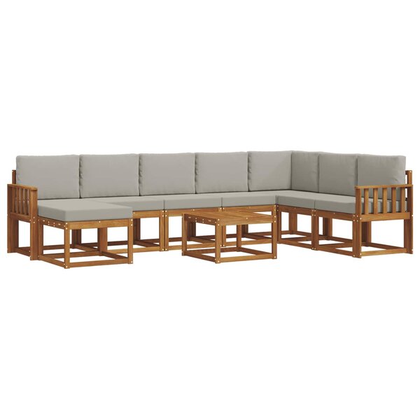 vidaXL Ensemble de canapés d'extérieur 9 Pièces Gris Naturel et Clair