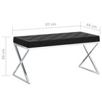 vidaXL Banc 97 cm Noir Velours et acier inoxydable