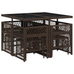 vidaXL Ensemble à manger de jardin et coussins 9 Pièces marron poly rotin