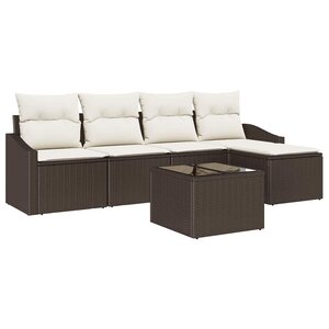 vidaXL Ensemble de salle à manger pour jardin 6 Pièces Marron  Crème