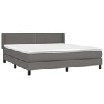 vidaXL Sommier à lattes de lit avec matelas Gris 180x200 cm Similicuir