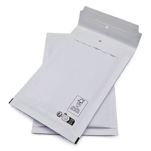 Lot de 100 Pochettes ( enveloppes ) à bulles B/2: 110 x 215 mm en kraft BLANC