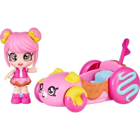 KINDI KIDS Poupée Mini Kindi 9 cm et Voiture de course Pour Enfant