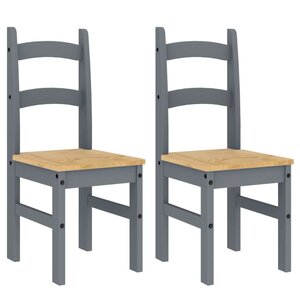 vidaXL Chaises à manger lot de 2 gris 40x46x99 cm bois massif de pin