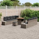 vidaXL Ensemble de canapé de jardin 11 Pièces Gris Poly rotin