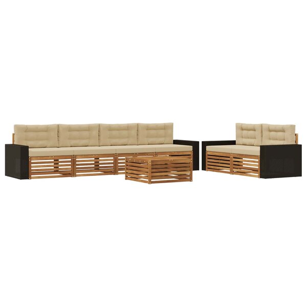 vidaXL Ensemble de canapés d'extérieur 7 pc Naturel et Beige Polyester