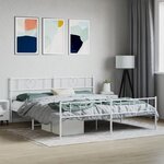 vidaXL Cadre de lit métal avec tête de lit/pied de lit blanc 200x200cm