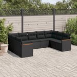 vidaXL Salon de jardin 9 Pièces avec coussins noir résine tressée
