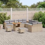 vidaXL Ensemble de canapé de jardin 13 Pièces Beige polyrotin