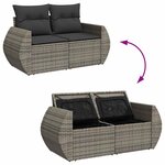 vidaXL Salon de jardin 6 Pièces avec coussins gris résine tressée
