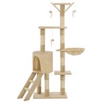 vidaXL Arbre à chat avec griffoirs en sisal 138 cm Beige