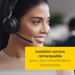 Jabra evolve2 65 casque pc sans fil avec station de charge - casque mono ecouteur certifié microsoft teams avec batterie longue