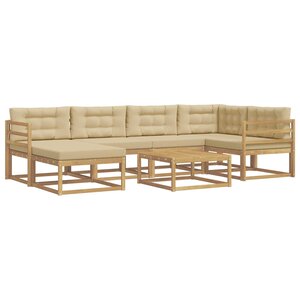vidaXL Ensemble de canapés d'extérieur 7 Pièces Blanc et Beige