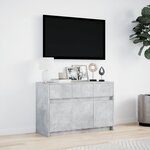 vidaXL Meuble TV avec LED gris béton 91x34x61 cm bois d'ingénierie