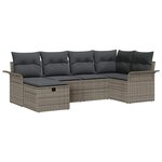 vidaXL Ensemble de canapé de jardin avec coussin 6 Pièces Gris Poly rotin