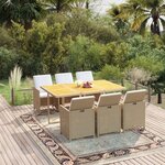 vidaXL Ensemble à dîner de jardin coussins 7 Pièces Résine tressée Beige