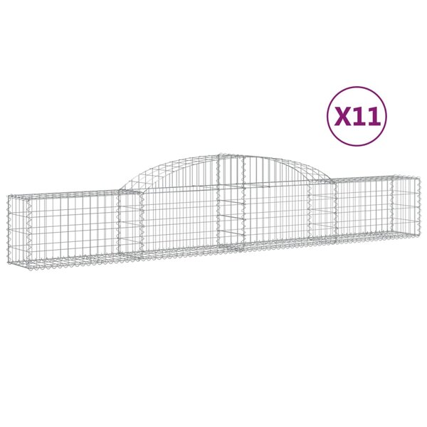 vidaXL Paniers à gabions arqués 11 Pièces 300x30x40/60 cm fer galvanisé