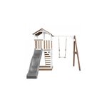 AXI Beach Tower avec Balancoire Simple Marron Blanc Toboggan Gris