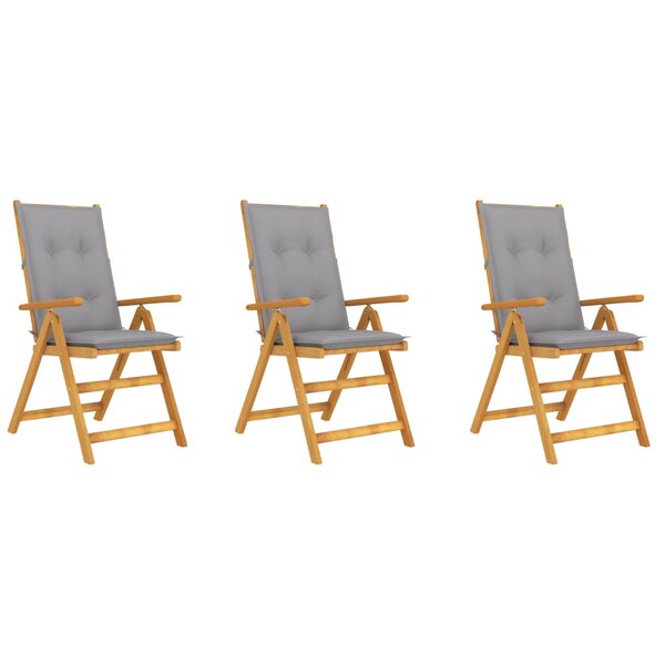 vidaXL Chaises pliables de jardin 3 Pièces avec coussins Bois d'acacia