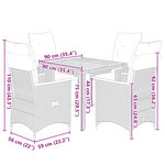 vidaXL Ensemble de bistro de jardin 5 Pièces coussins gris poly rotin