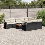 vidaXL Salon de jardin 11 Pièces avec coussins noir résine tressée