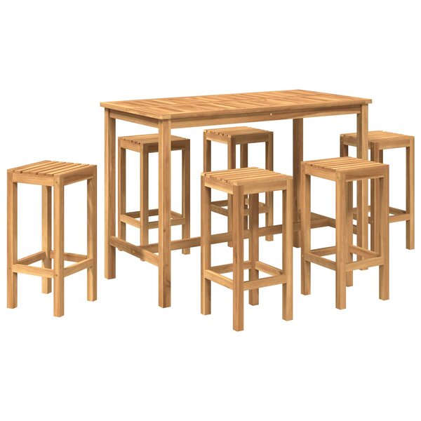 vidaXL Ensemble de bar extérieur 7 Pièces Naturel Bois de teck massif